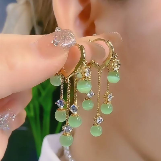 Green Pearl Hoop Earrings