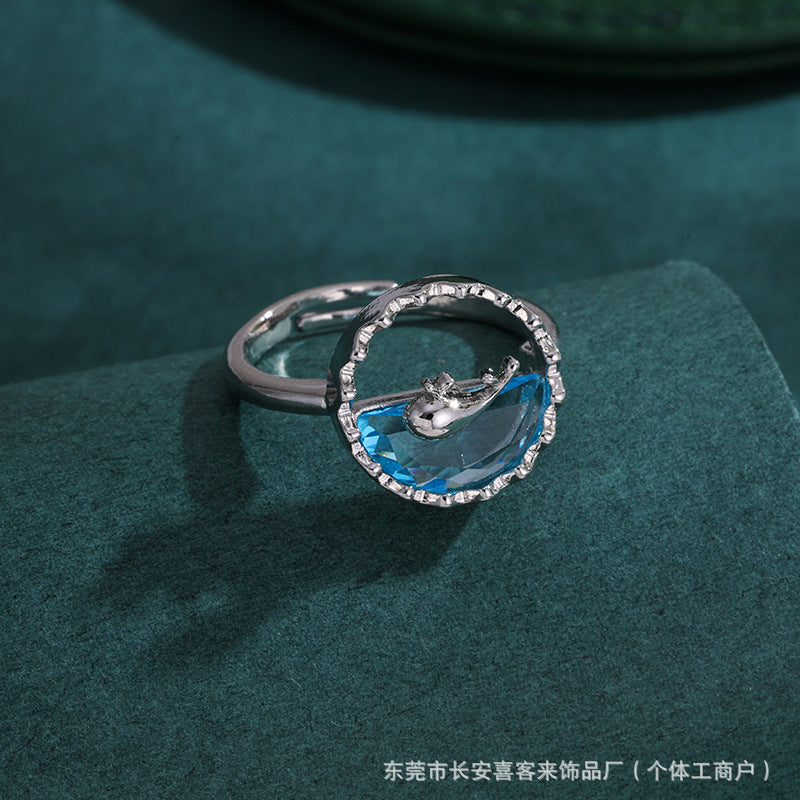 Blue Spark Crown Cut Ring