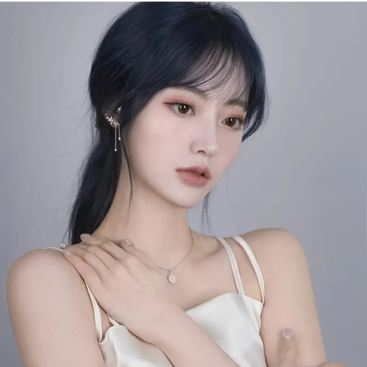 Zirconia long tassel earrings