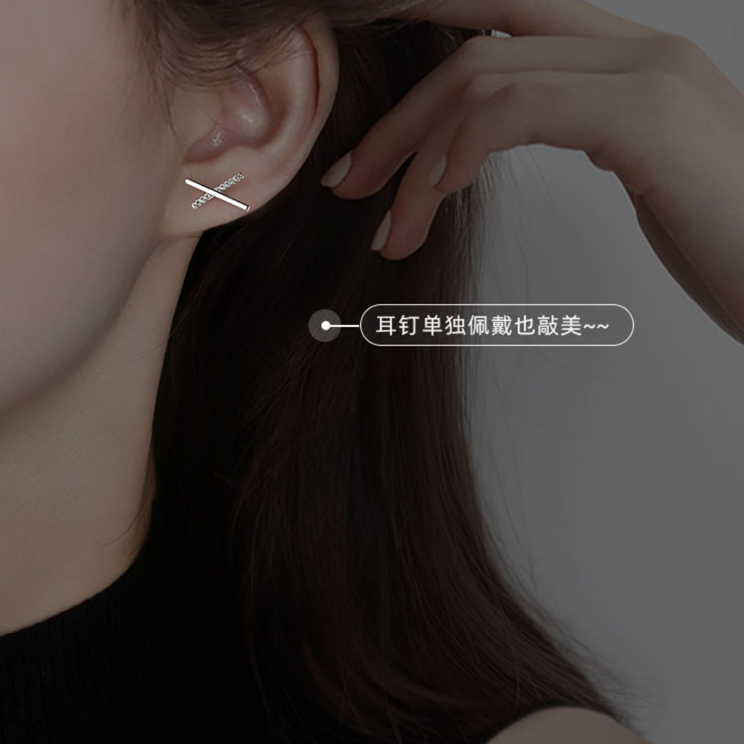 Long Cross Chopstick Earrings