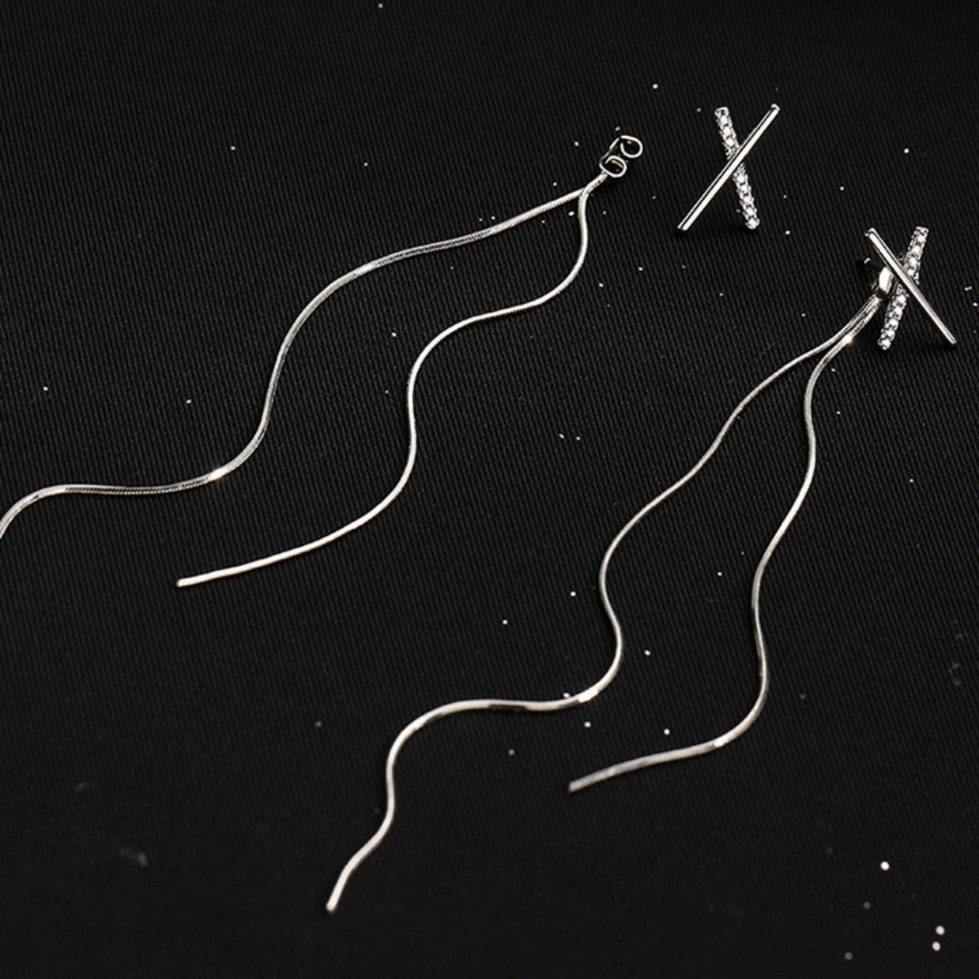 Long Cross Chopstick Earrings