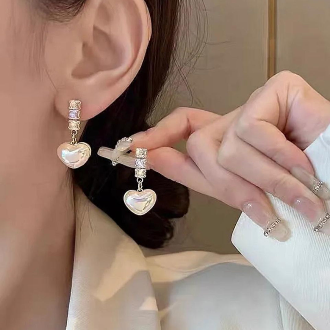 Long Chain Heart Earrings