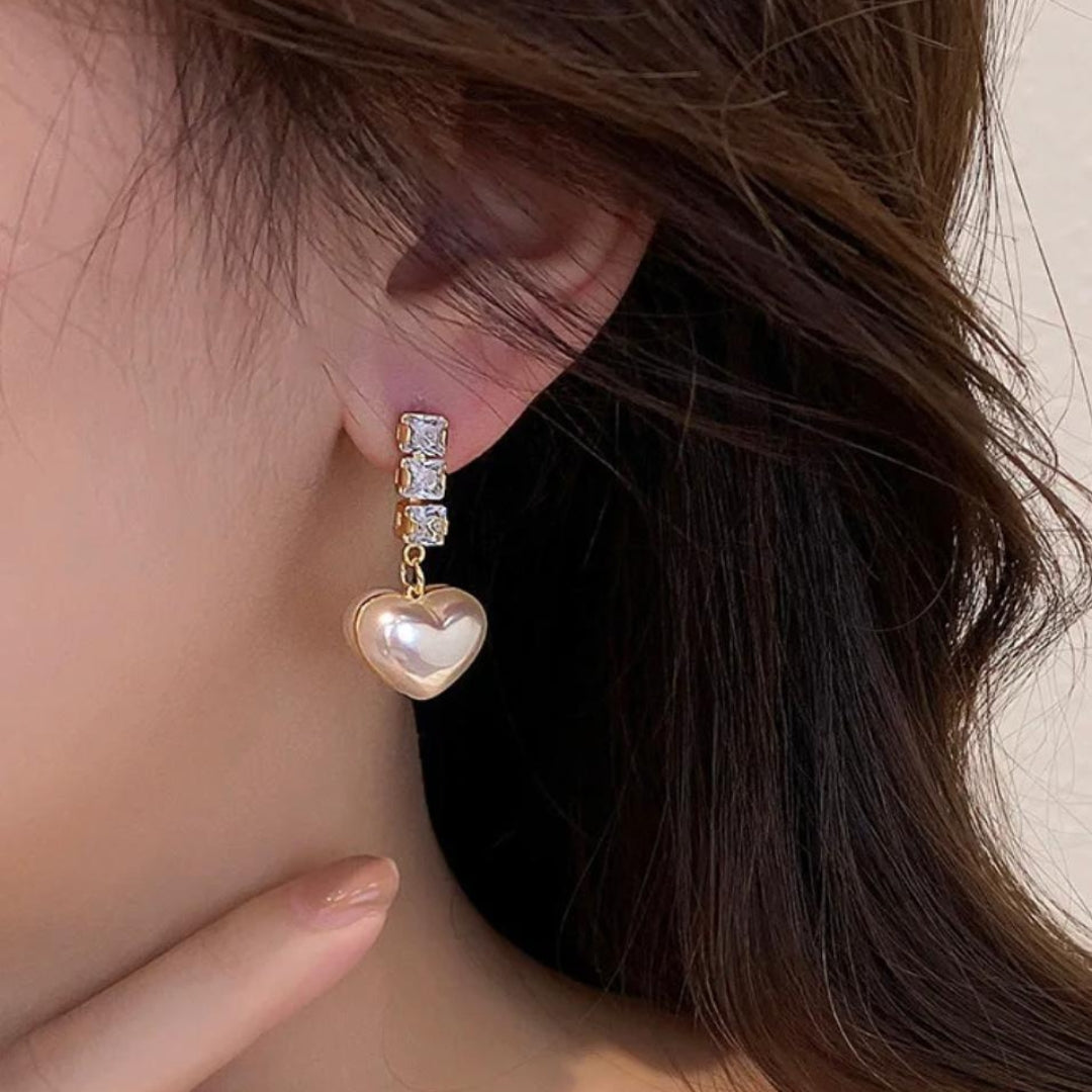 Long Chain Heart Earrings