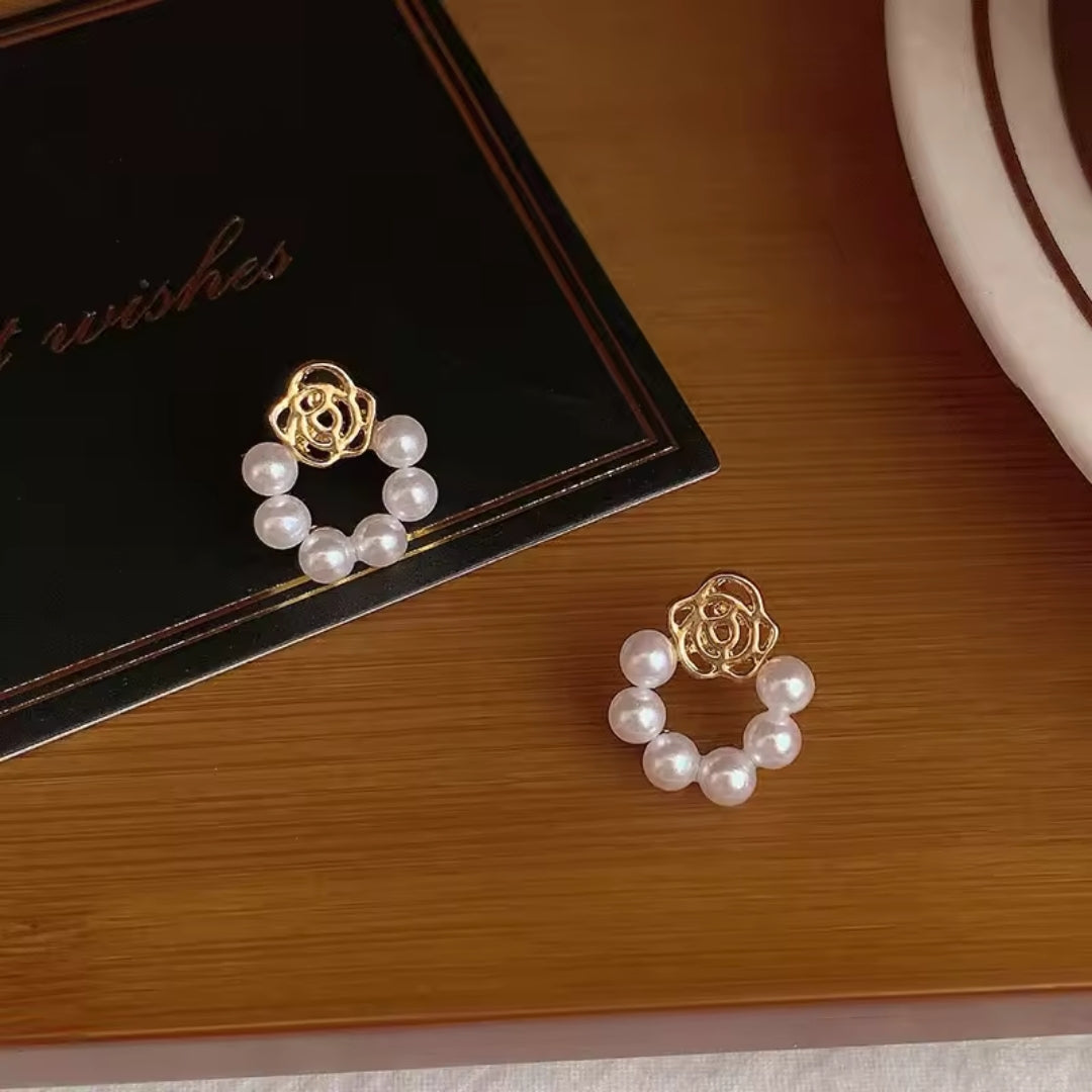 Pearl Hoop Studs