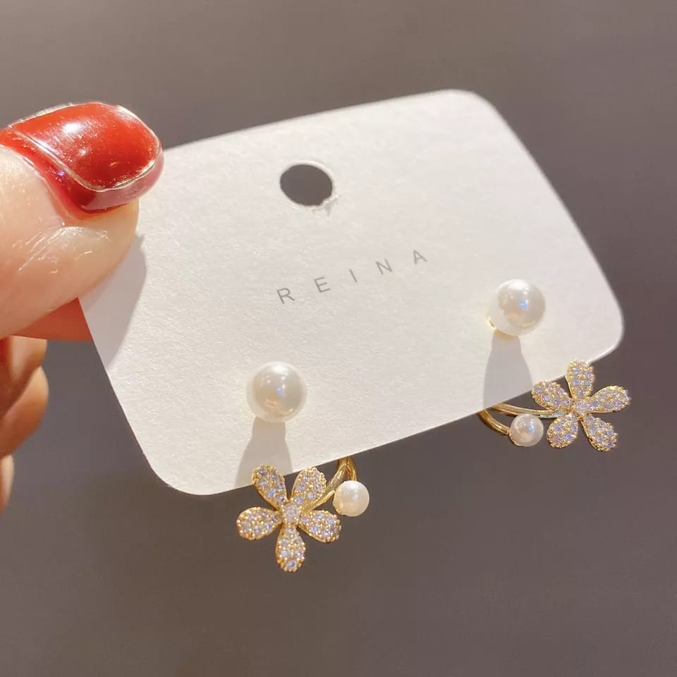 Flower Huggie Korean Earrings