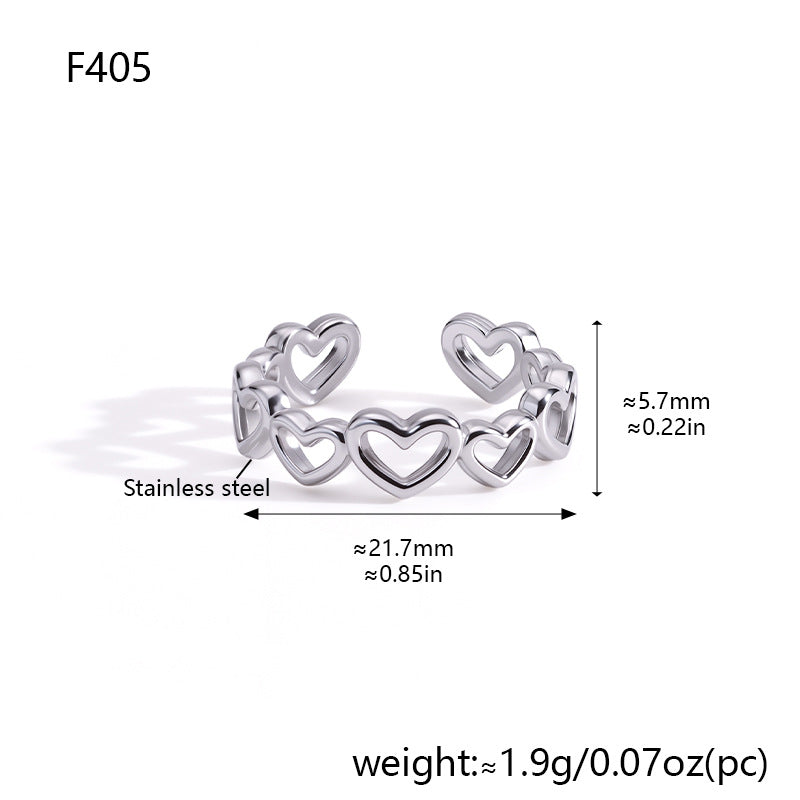 Heart Outline Band Silver Ring
