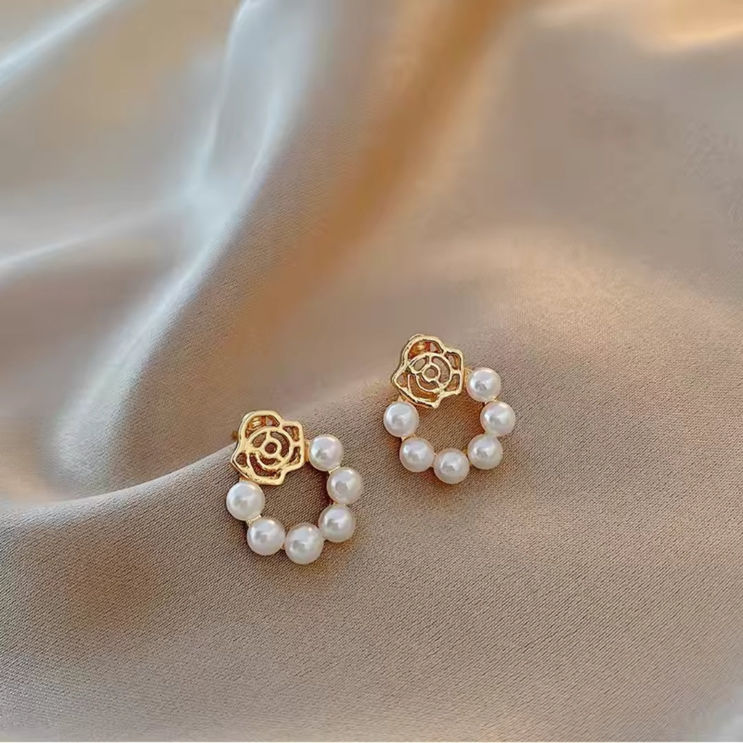Pearl Hoop Studs