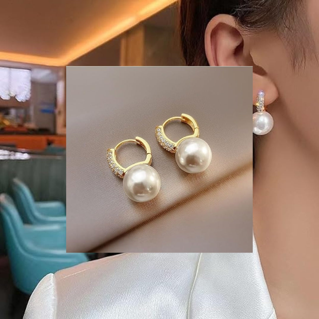 Cute Pearl Hoop Earrings