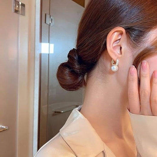 Cute Pearl Hoop Earrings