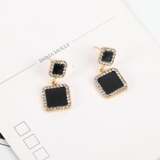 Unique Black Square Geometric Earrings