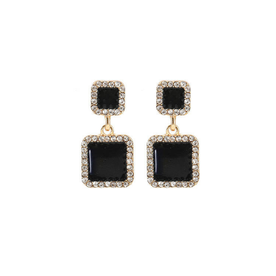 Unique Black Square Geometric Earrings