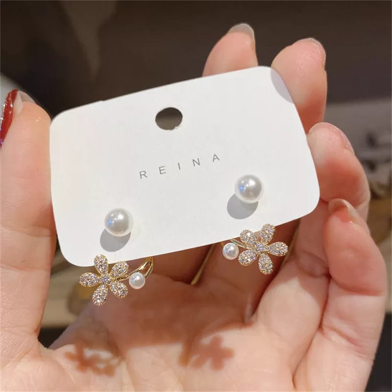 Flower Huggie Korean Earrings