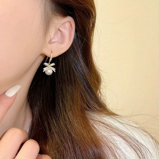 Bowknot Pearl drop earrings