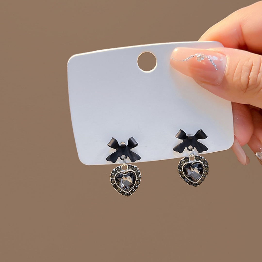 Black Bow Tie Stud Earrings