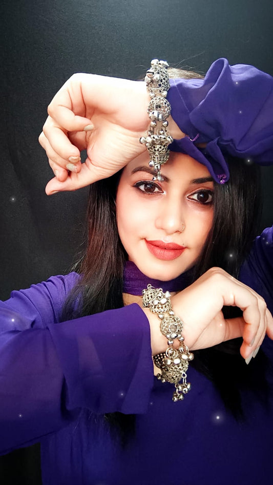 oxidised jhumka bangle set