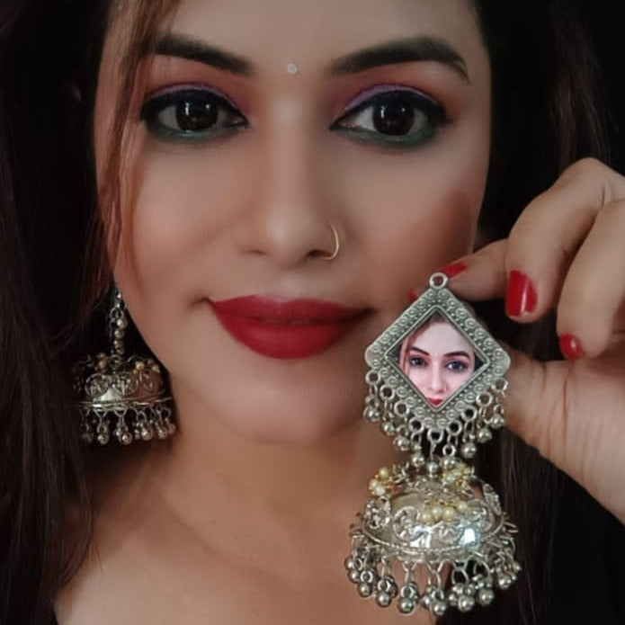 oxidized stylish jhumka earrings