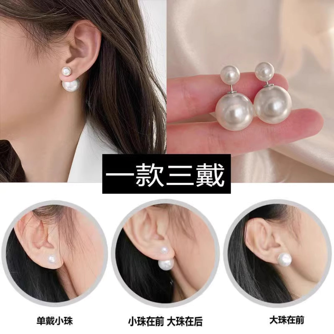 Double pearl earrings