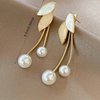 Leaf Pearl Drop Earrings