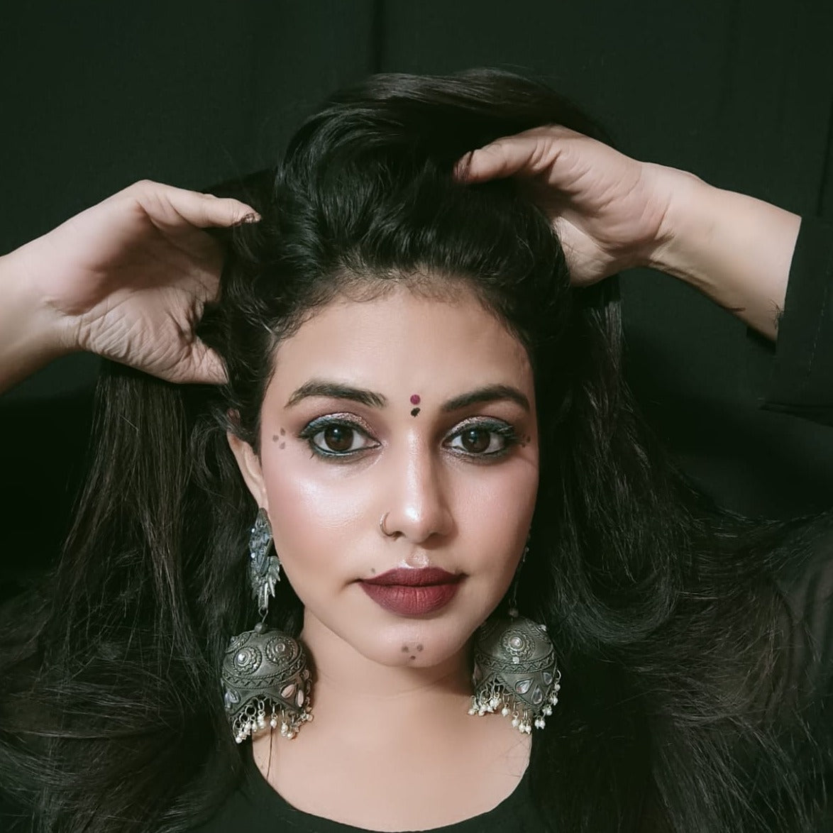 Fashionable Oxidised silver jhumka