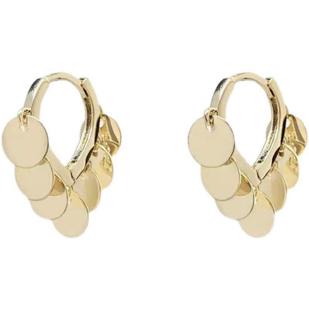 Small Coin Ball Huggies Hoop Earrings