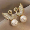 Cute Dove pearl studs Zircon earings