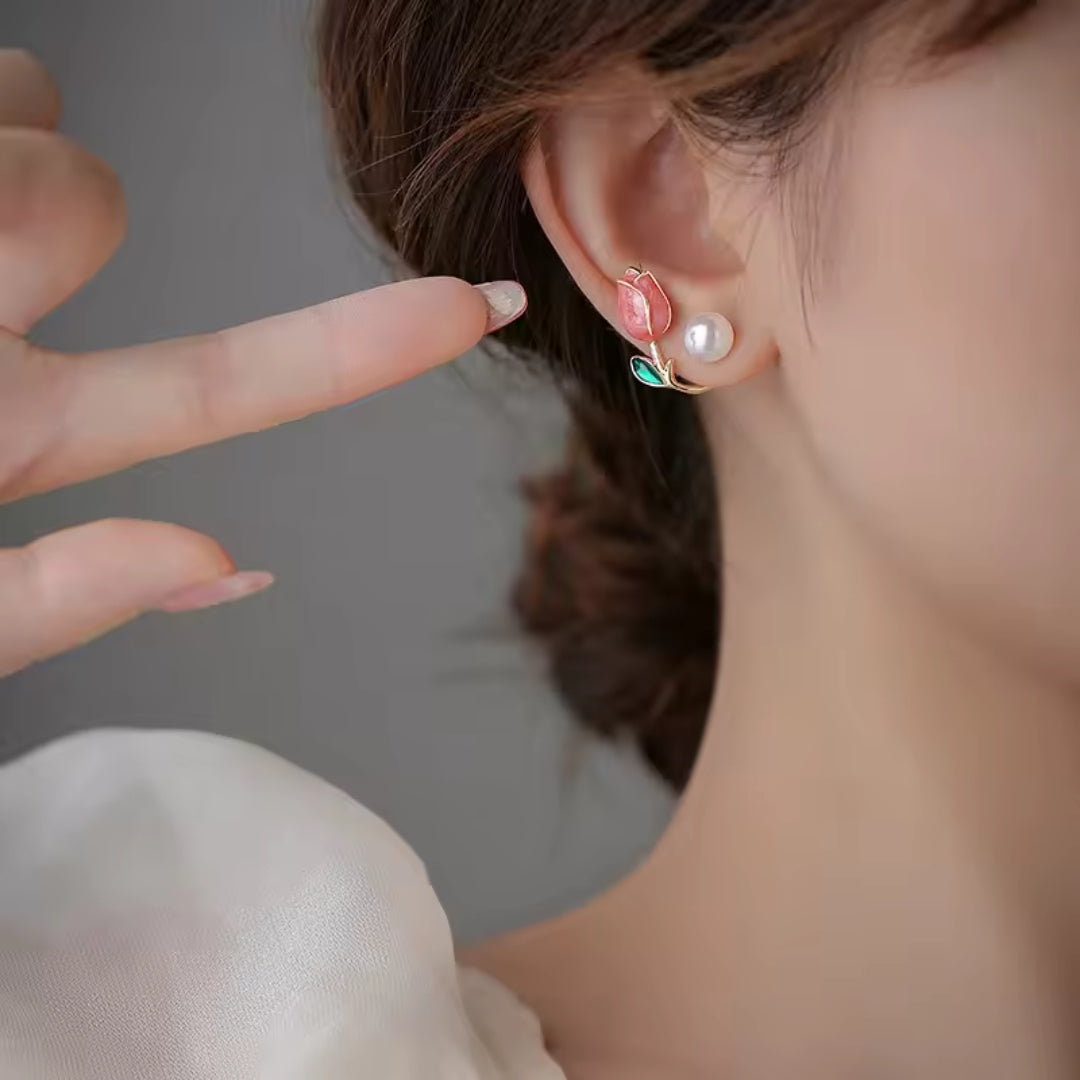 Floral and Pearl Earrings