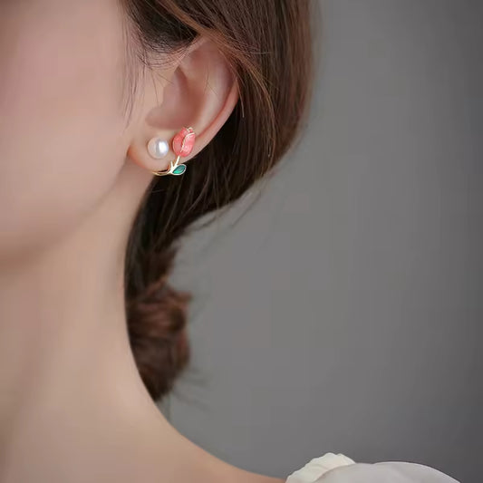 Floral and Pearl Earrings