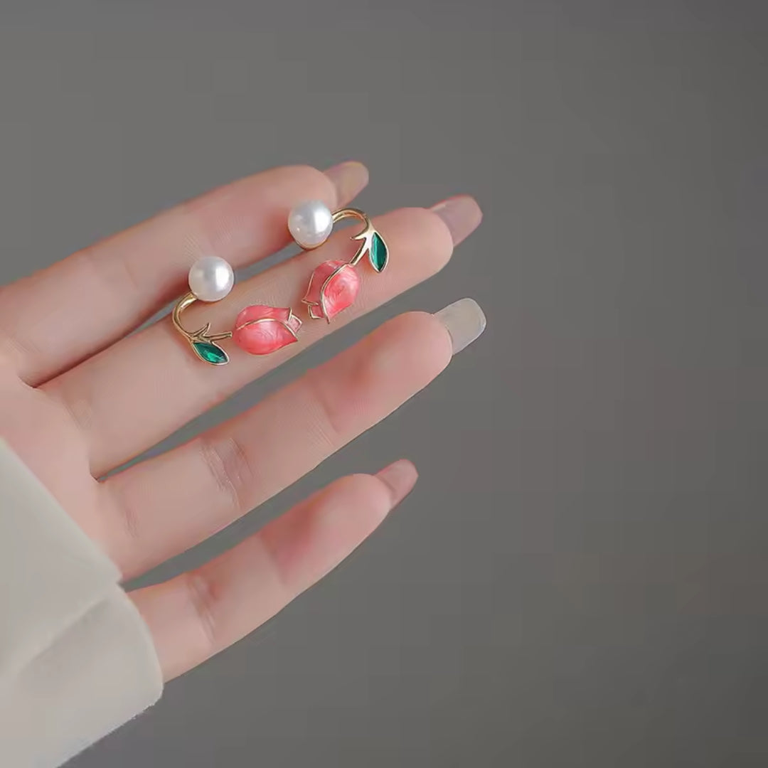Floral and Pearl Earrings
