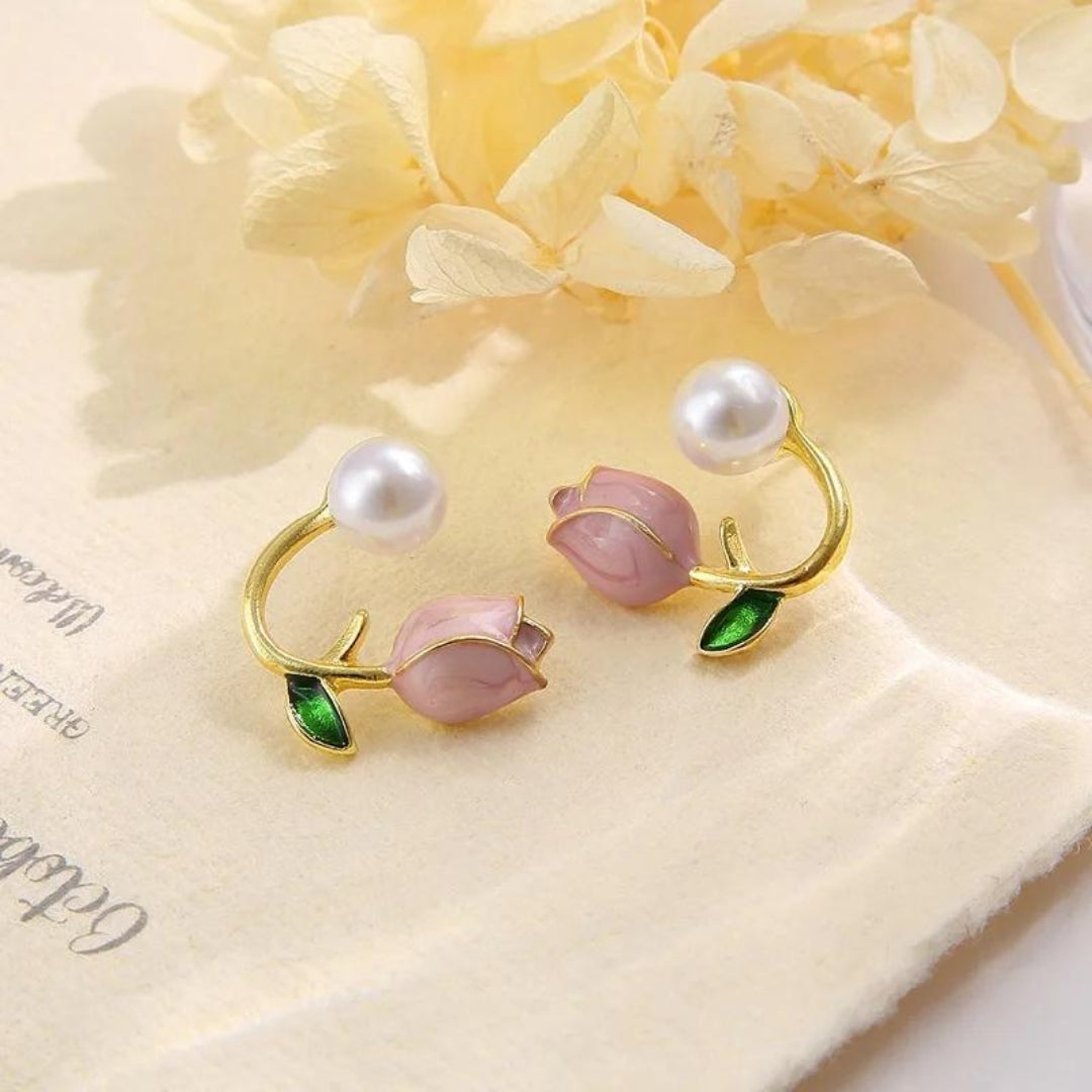 Tulip Flower Stud Earrings | Purple/Pink/Peach