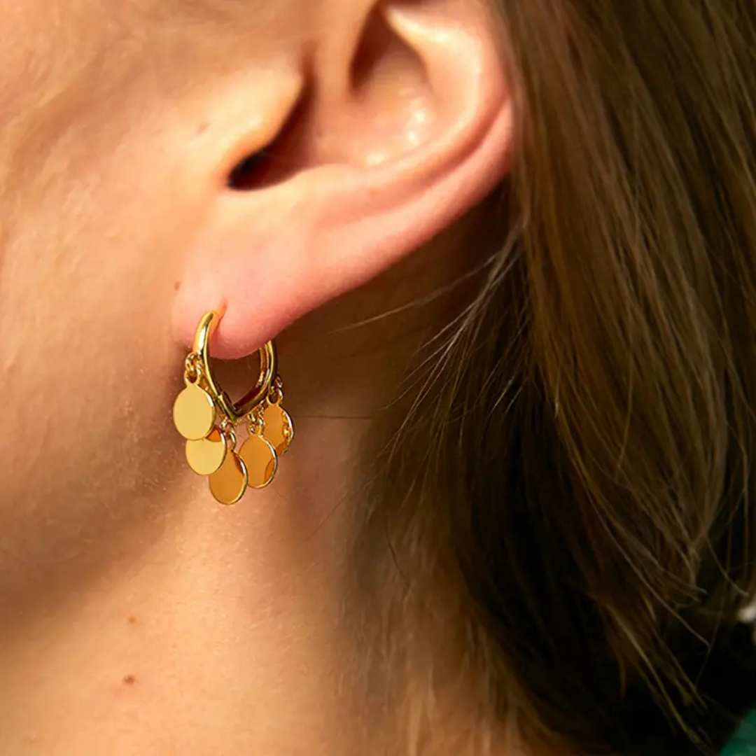 Small Coin Ball Huggies Hoop Earrings