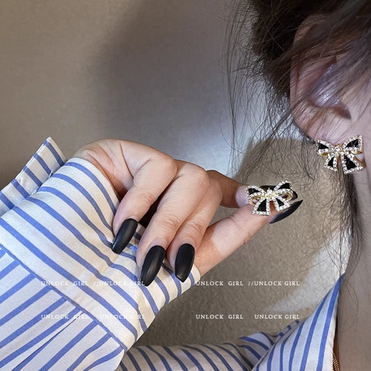 Black Bow Tie Earrings