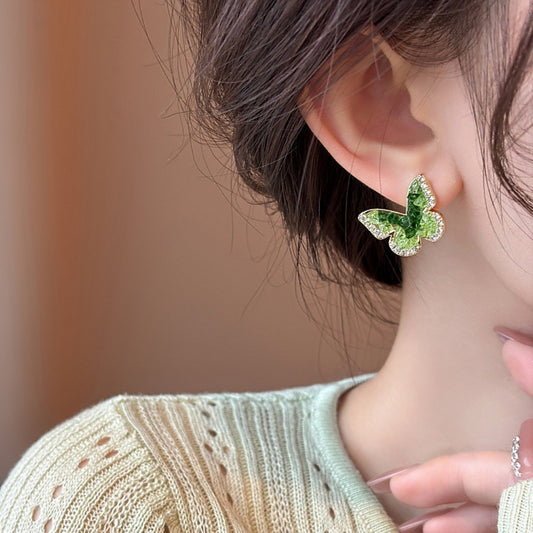 Green drop earrings