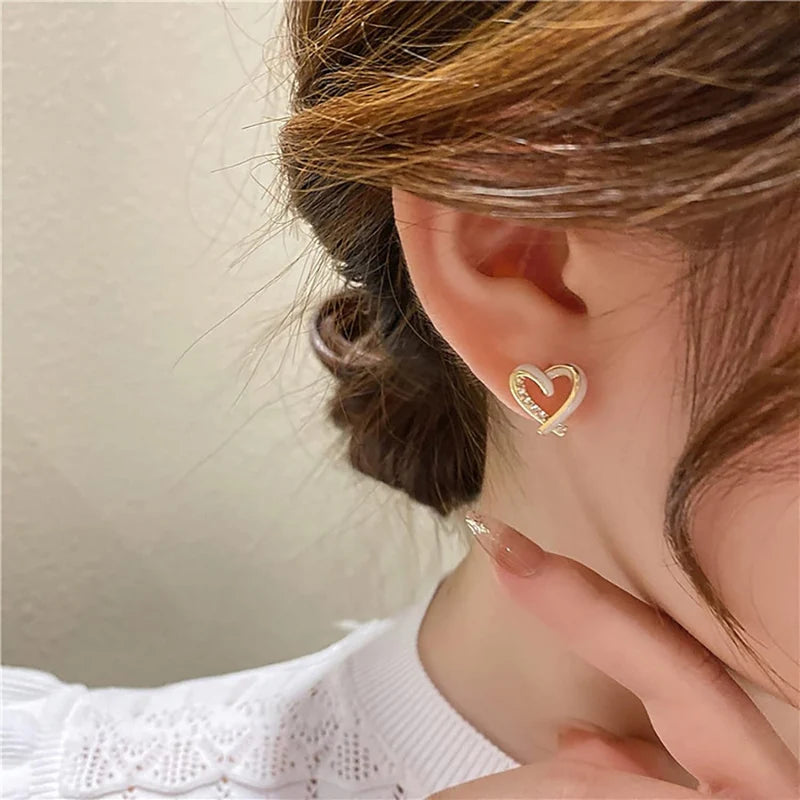 Gold Heart Stud Earrings