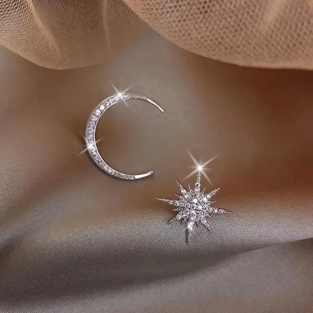 Small moon star earring