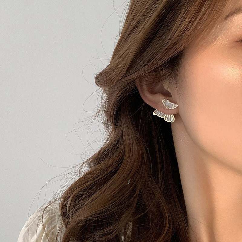 White Double Sided Butterfly Ear Cuff Earrings