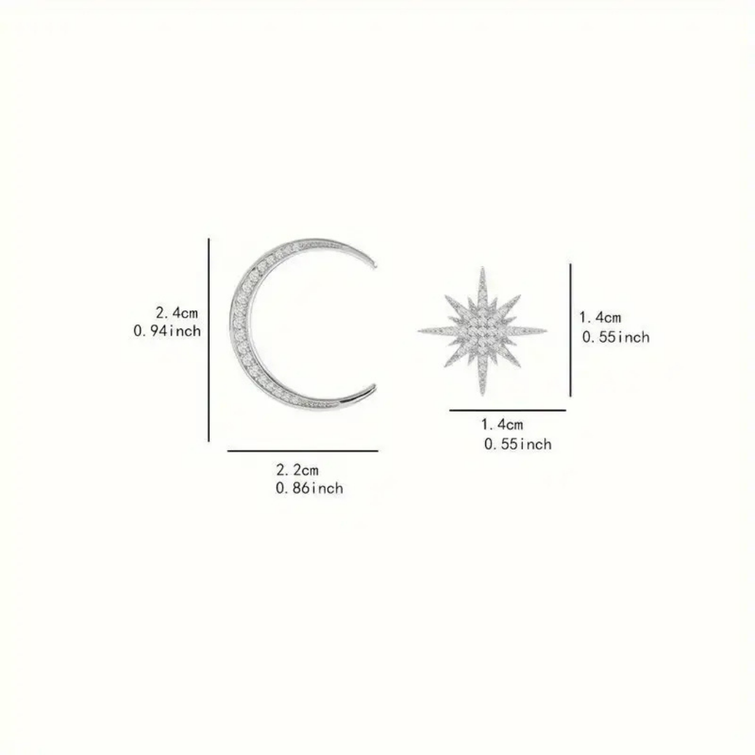 Small moon star earring