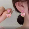 Pink Tulip Heart Earrings