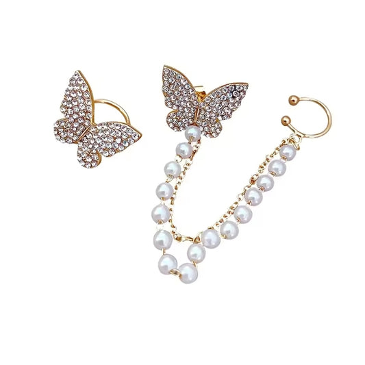 Butterfly pearl earrings