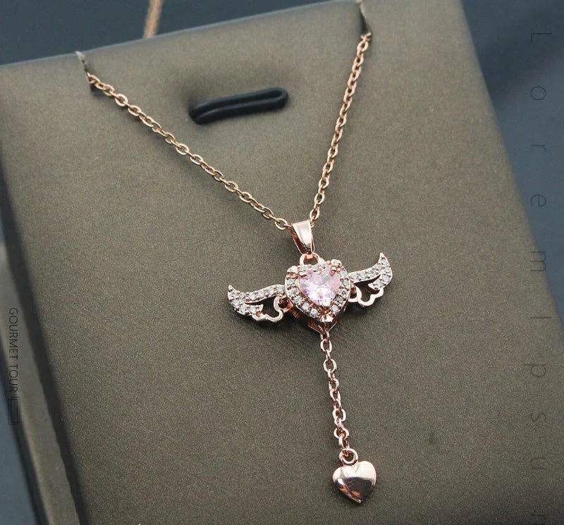 Heart-Shape Gemstone Pink Pendant Necklace