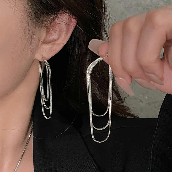 Trendy Silver Chain Earring