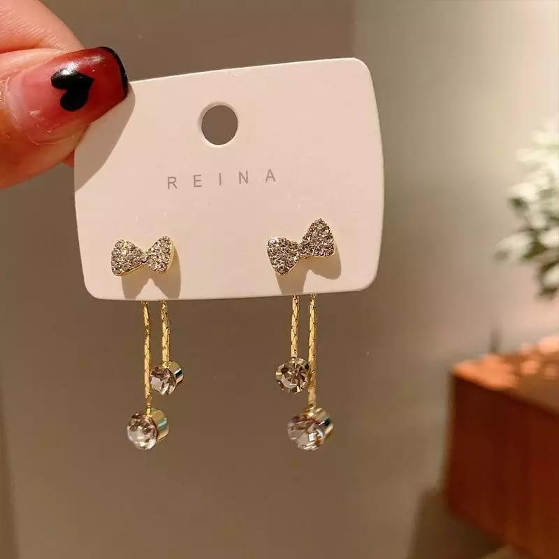Bowknot Tassel Sweet Stud Earrings