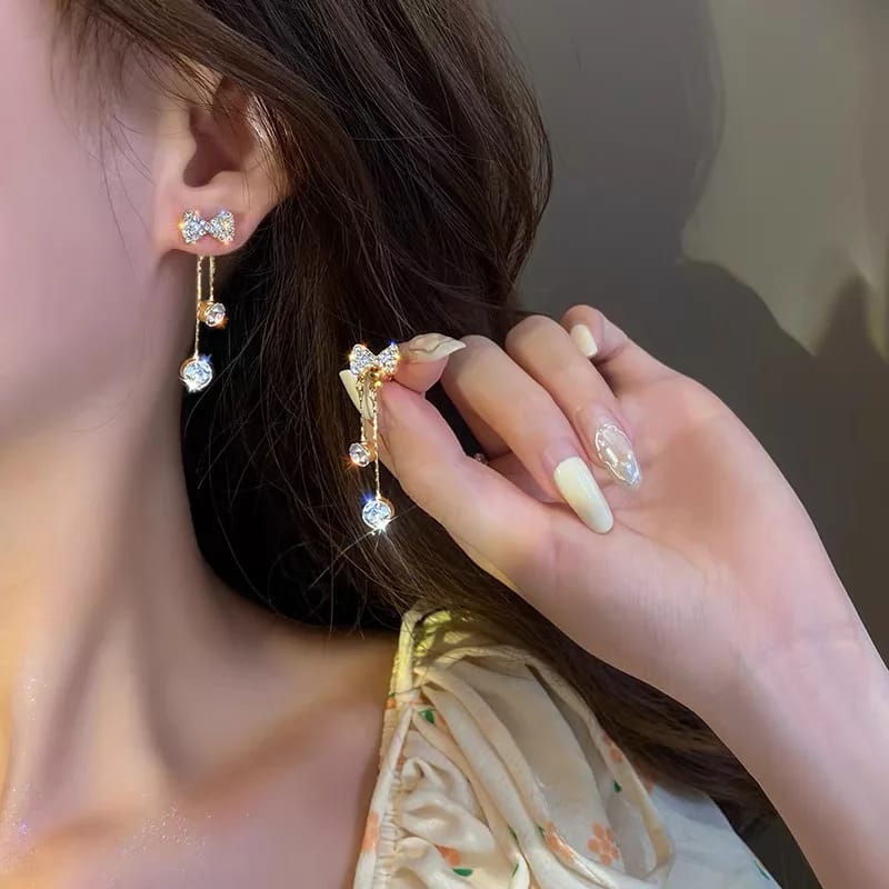 Bowknot Tassel Sweet Stud Earrings
