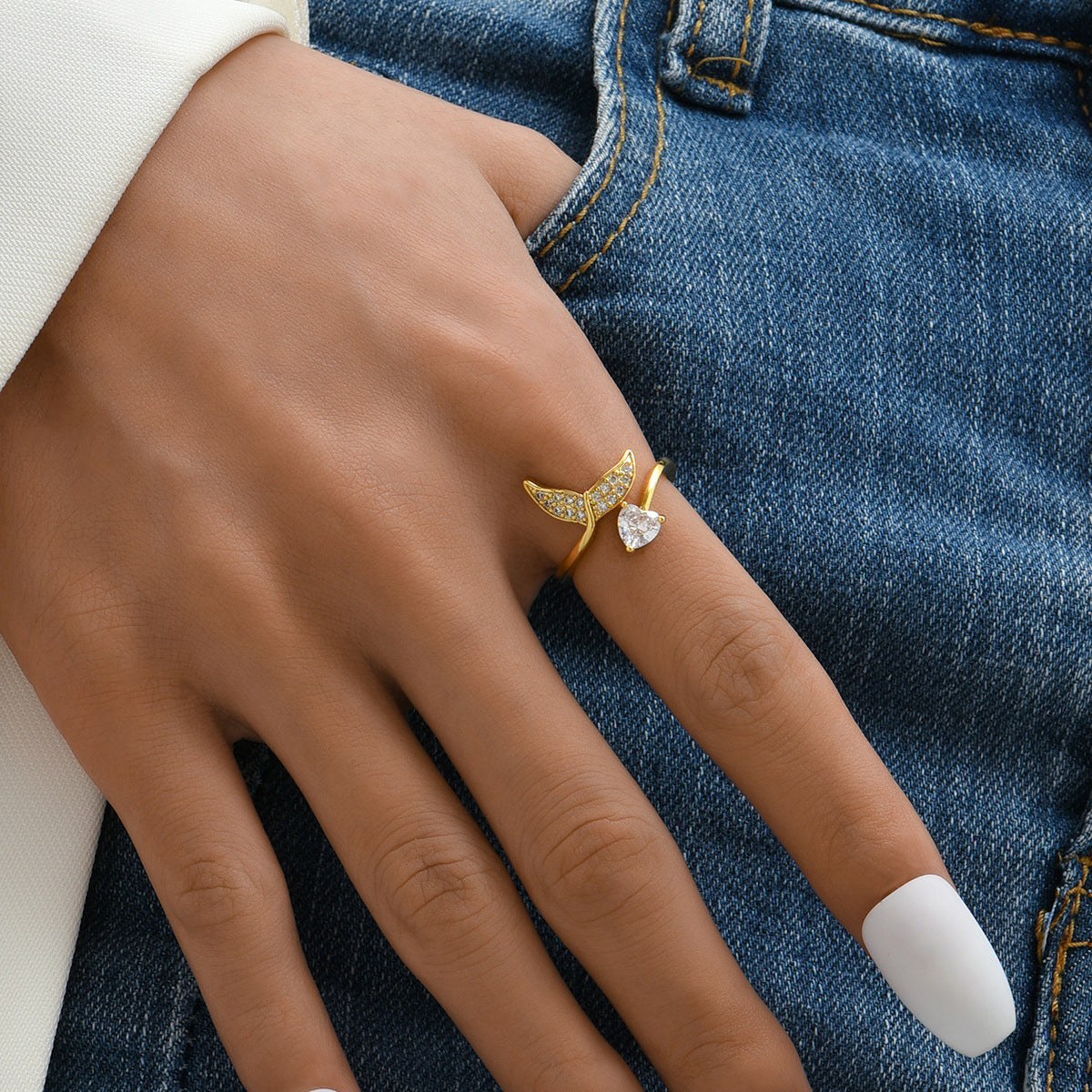 Gold Plated Golden Fishtail Ring