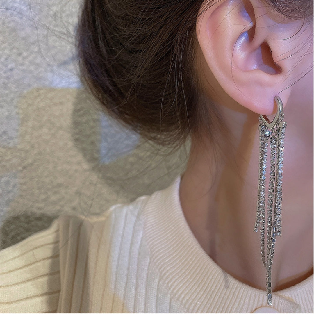Silver Heart Chain Earrings