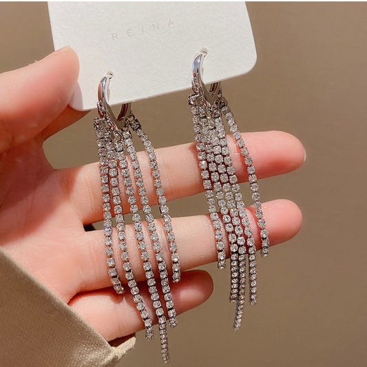 Silver Heart Chain Earrings