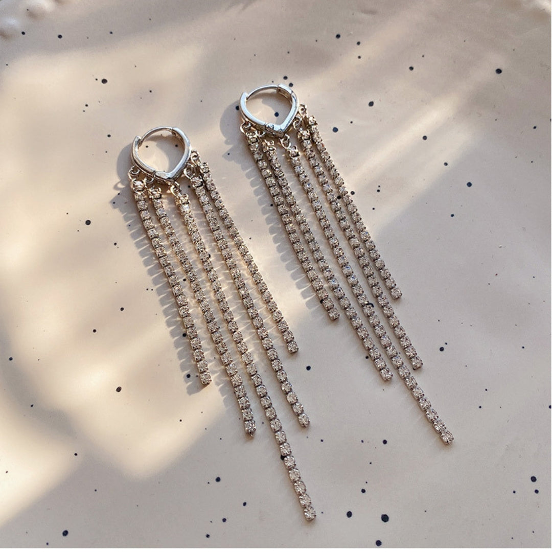 Silver Heart Chain Earrings