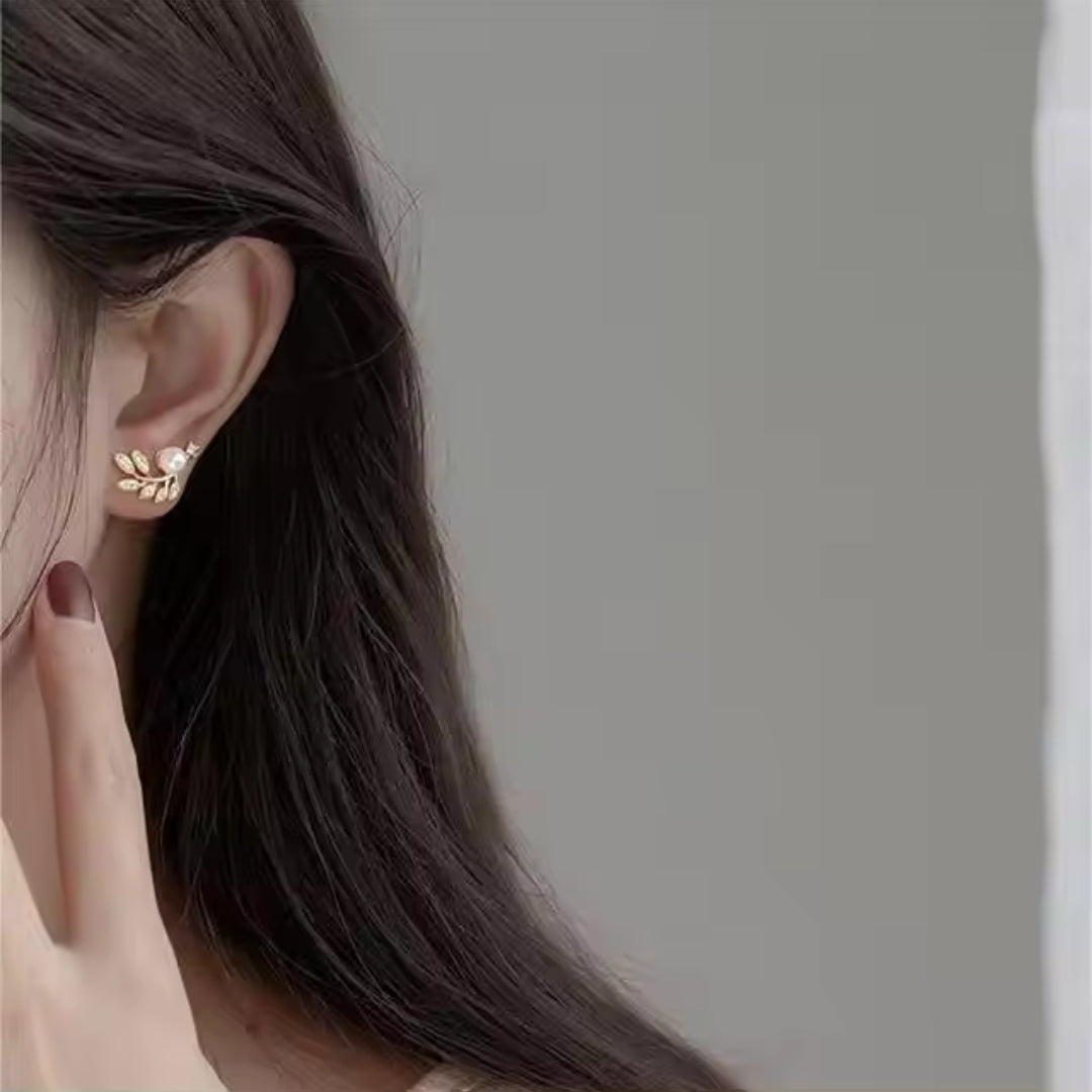 Crystal Sparking Leaf Earrings