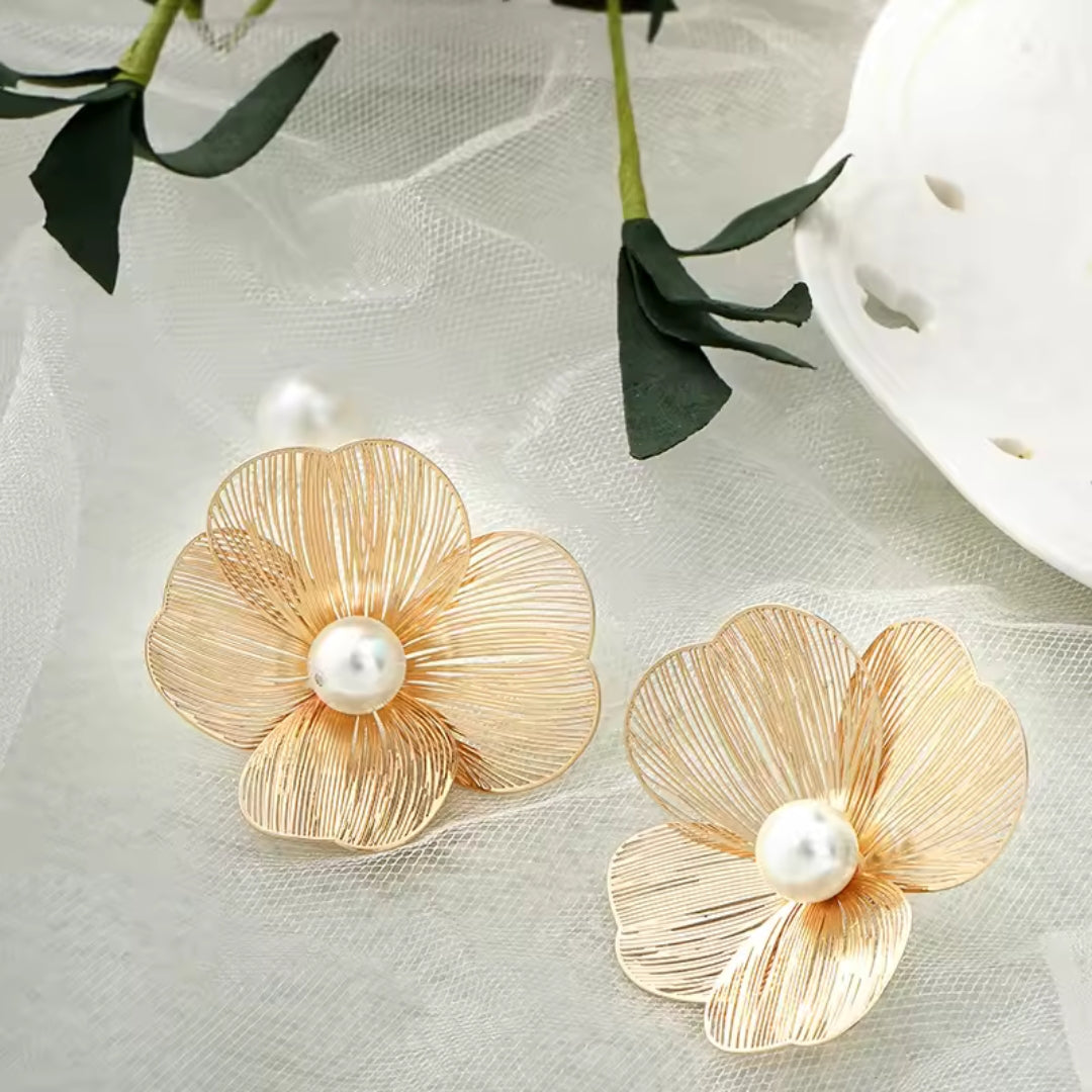 Gold Flower Earrings