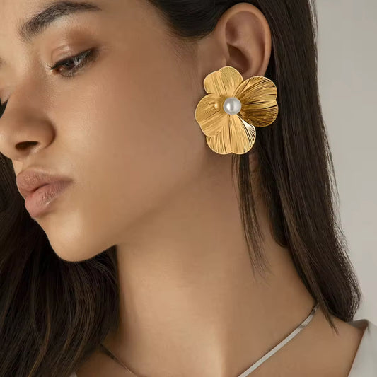 Gold Flower Earrings