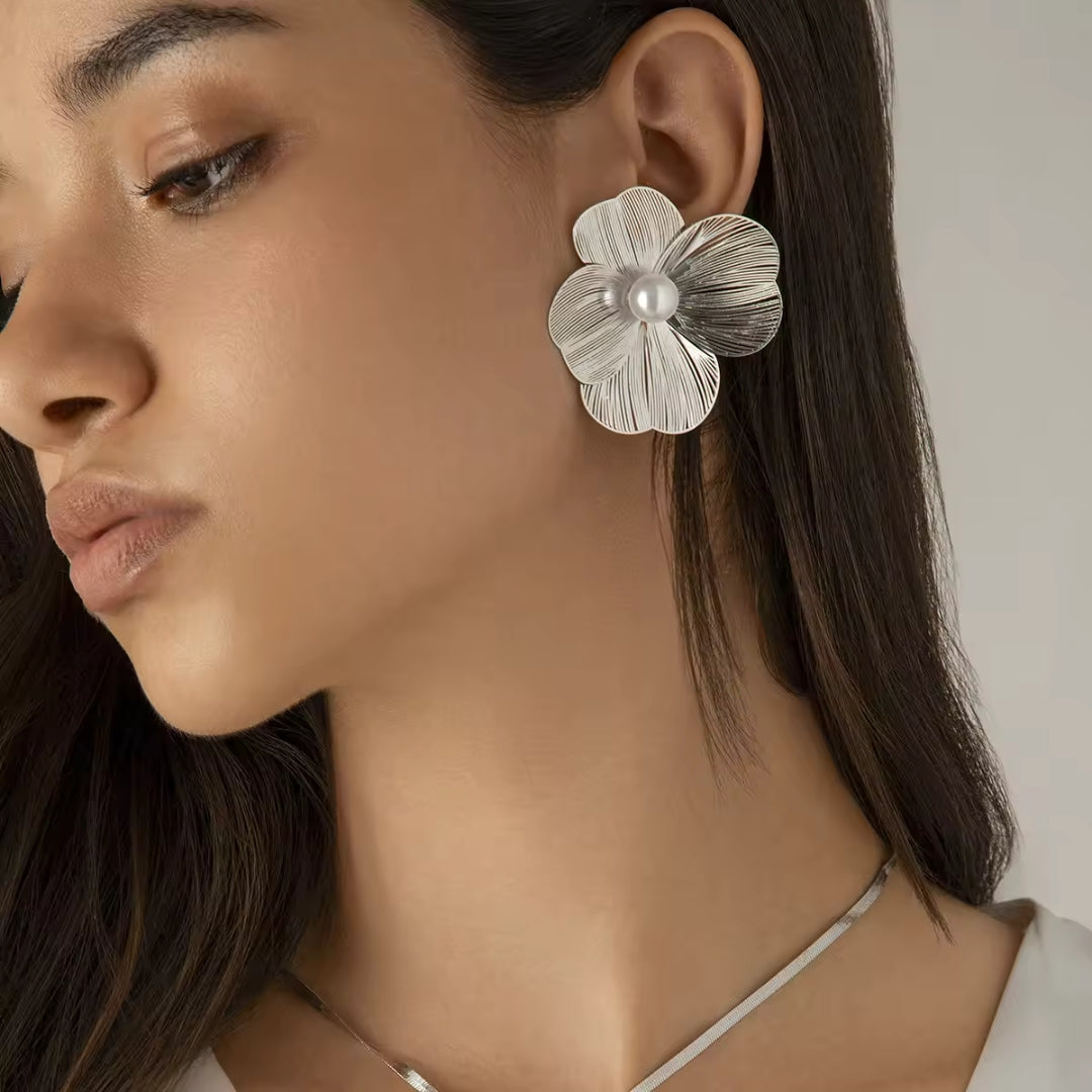 White Flower Earrings